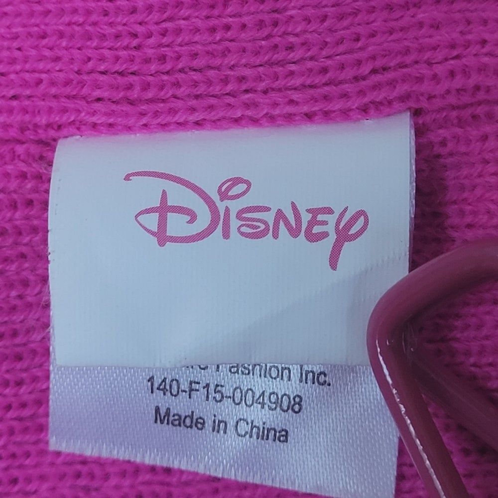 Disney Minnie Mouse Knit Beanie Hat Barbie Pink Grey Stripe Bling on Bow OSFM - Picture 6 of 8